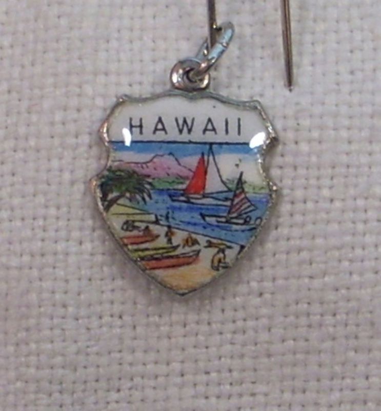 Vintage REU Sterling/Enamel Hawaii Scenic Charm 3 style  