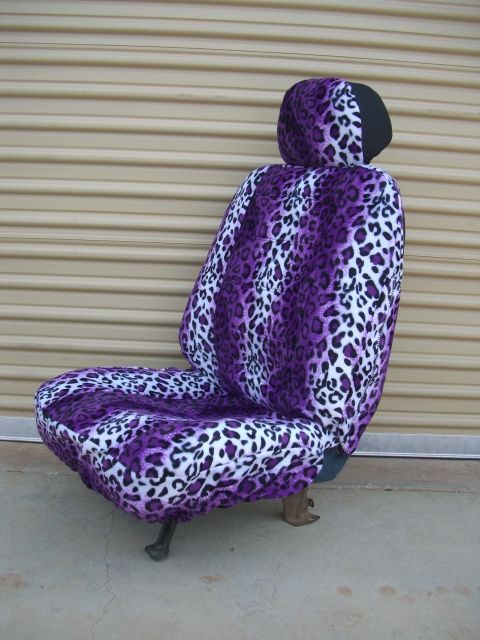 PURPLE LEOPARD CAR TRUCK SEAT STEERING SEAT BELT COVERS  