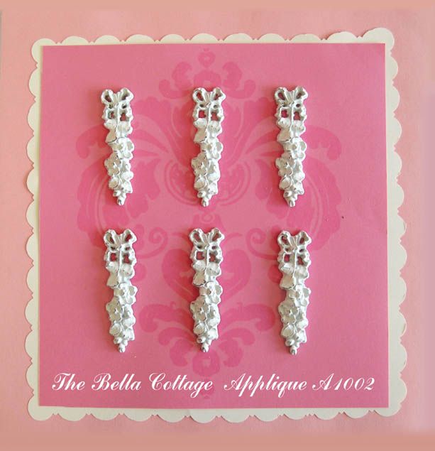 Shabby ROSE DROP BOW 6 Furniture APPLIQUES Cottage Chic  