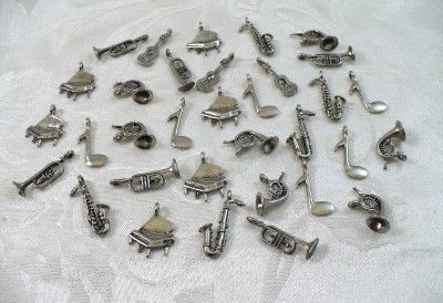   Instruments Charms 3D Tuba Piano Guitar Trombone Sax Notes Silvertone