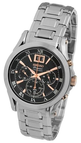 SEIKO PREMIER RETROGRADE CHRONOGRAPH TWO TONE GENTS WATCH SPC064P1 