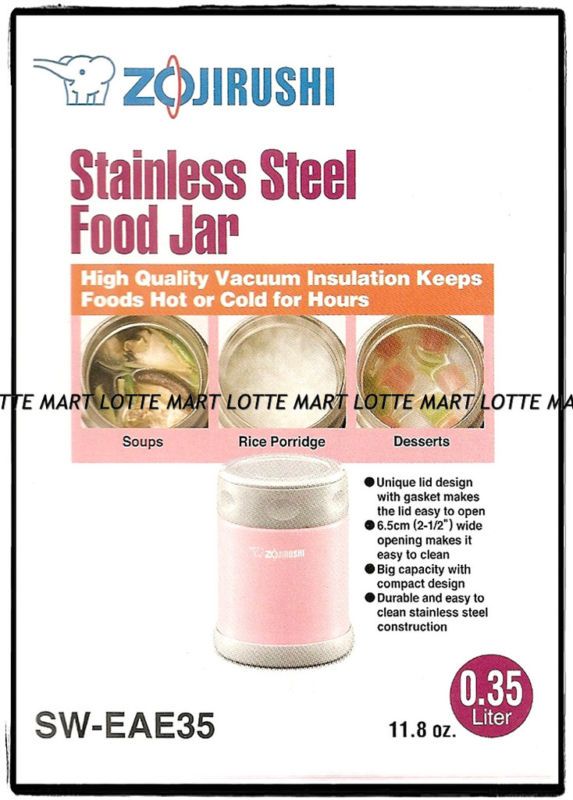 ZOJIRUSHI STAINLESS STEEL FOOD JAR SW EAE35 PINK  