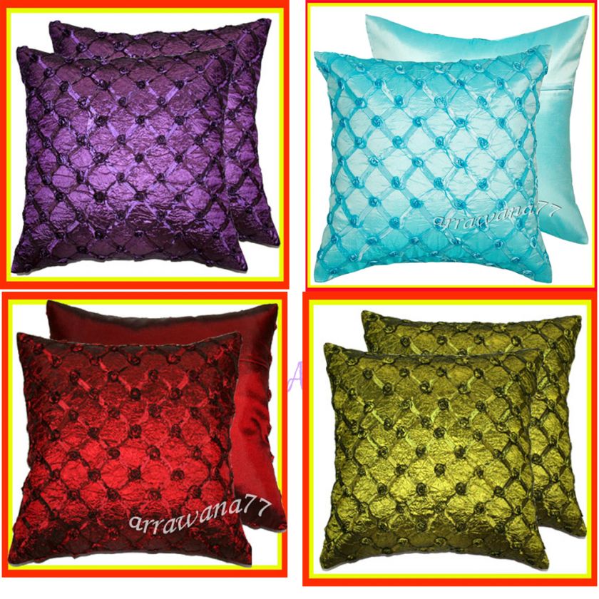 THAI SILK DECOR ROSE THROW CUSHION PILLOW COVER RST_1  