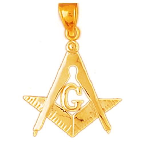 14k Yellow Gold MASONIC Pendant / Charm 3/4 in x 1.0 in (18mm x 25mm)