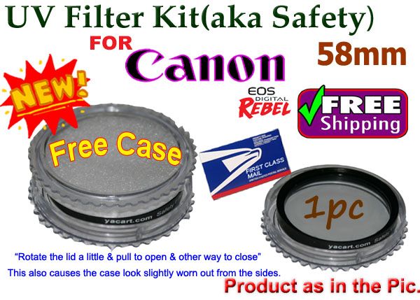 58mm 1P UV FILTER KIT CAMERA CANON REBEL T1i T2i T3 T3i  