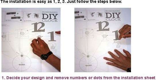 Self Adhesive Design Wall Clock DIY Easy Install US  